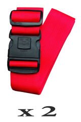 Metropolitan Valiz Bavul Çanta Emniyet Kemeri-Kırmızı, Kilitli, 2 Adet