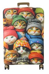 (My#147 ŞAPKALI KEDİ) VALİZ İÇİN KILIF