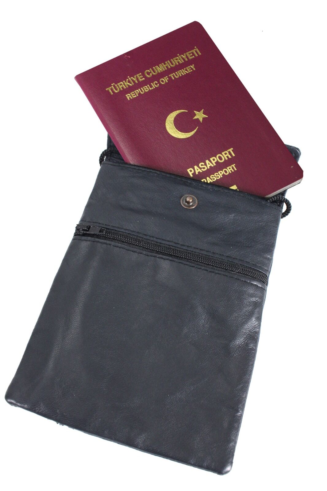 Drps Boyun Askılı Hakiki Deri Pasaportluk, Evrak Çantası Lacivert